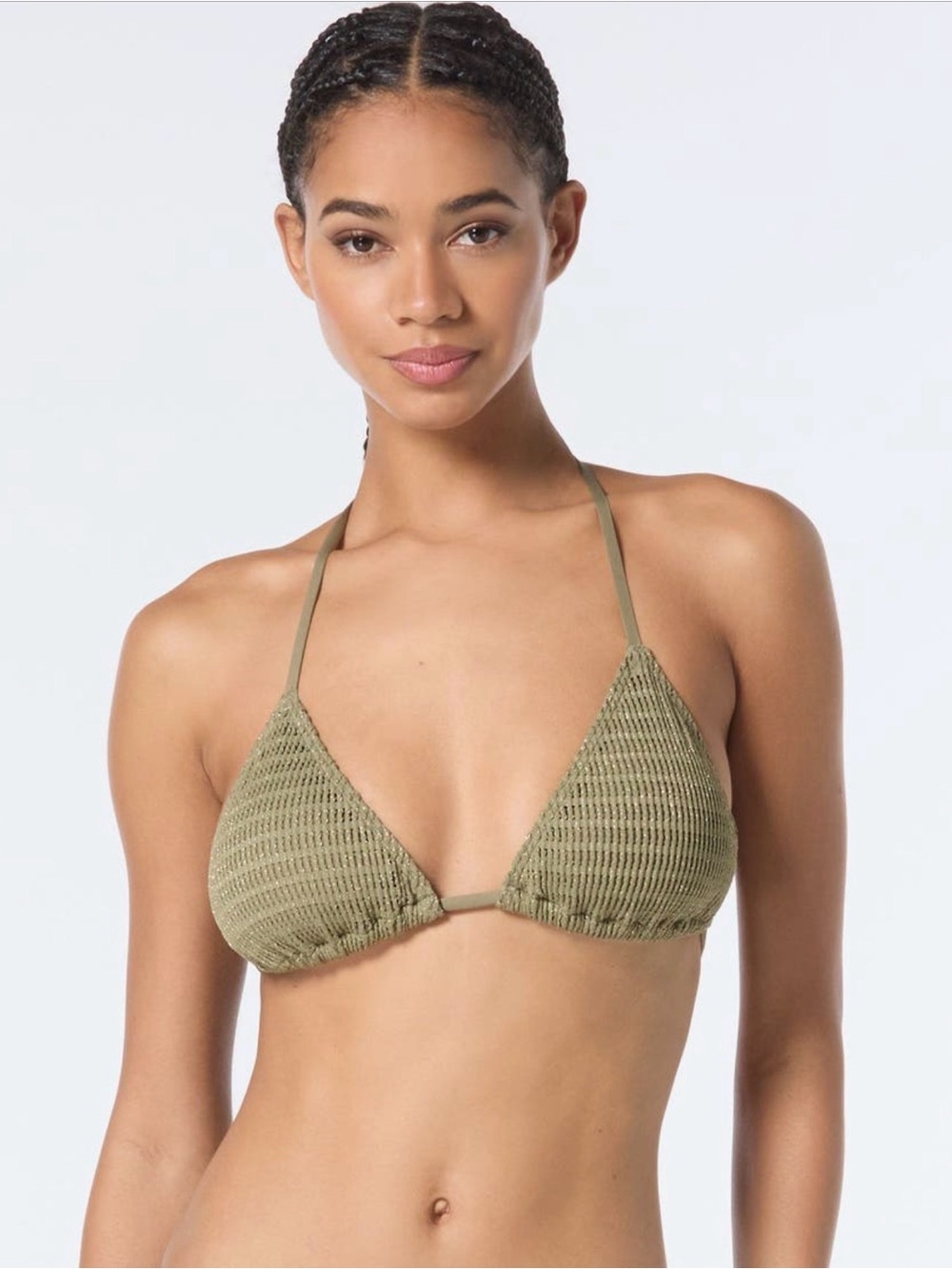 NWT MICHAEL Michael Kors Green Crocjhet Bikini Top Small